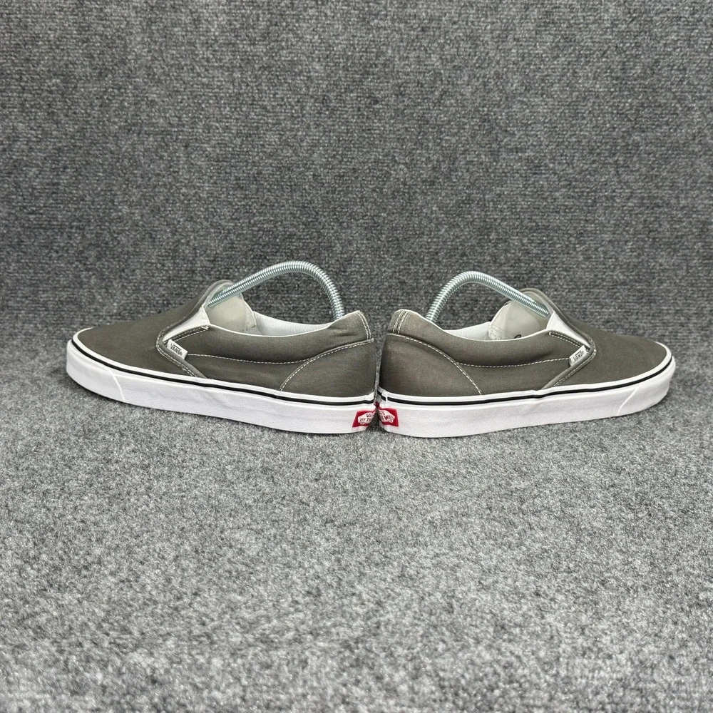 Vans Classic Slip On Shoe Men 13 Grey Canvas Retro Athletic Casual Skate Sneaker